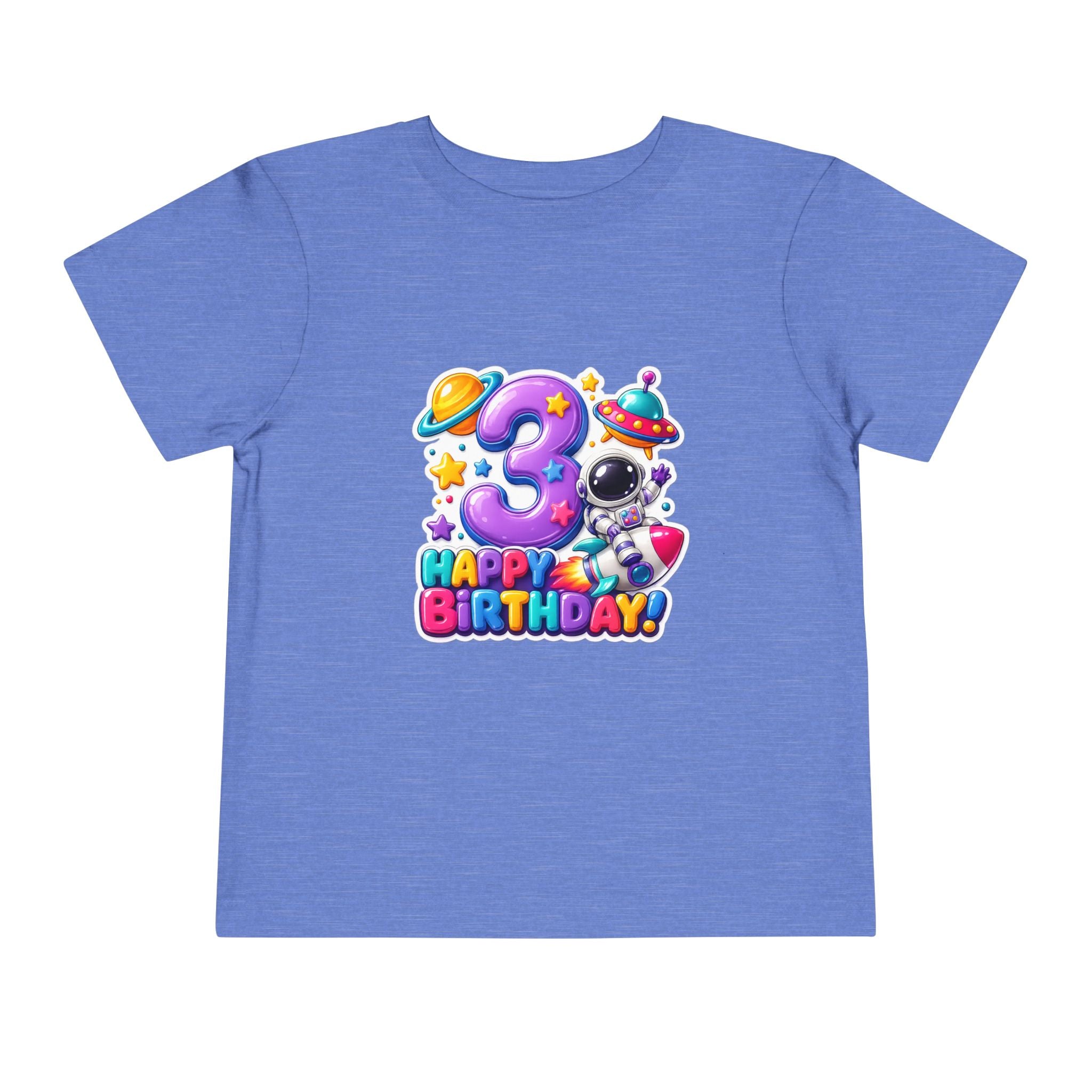 3rd Birthday Toddler Tee — Space Astronaut "Happy Birthday" Shirt