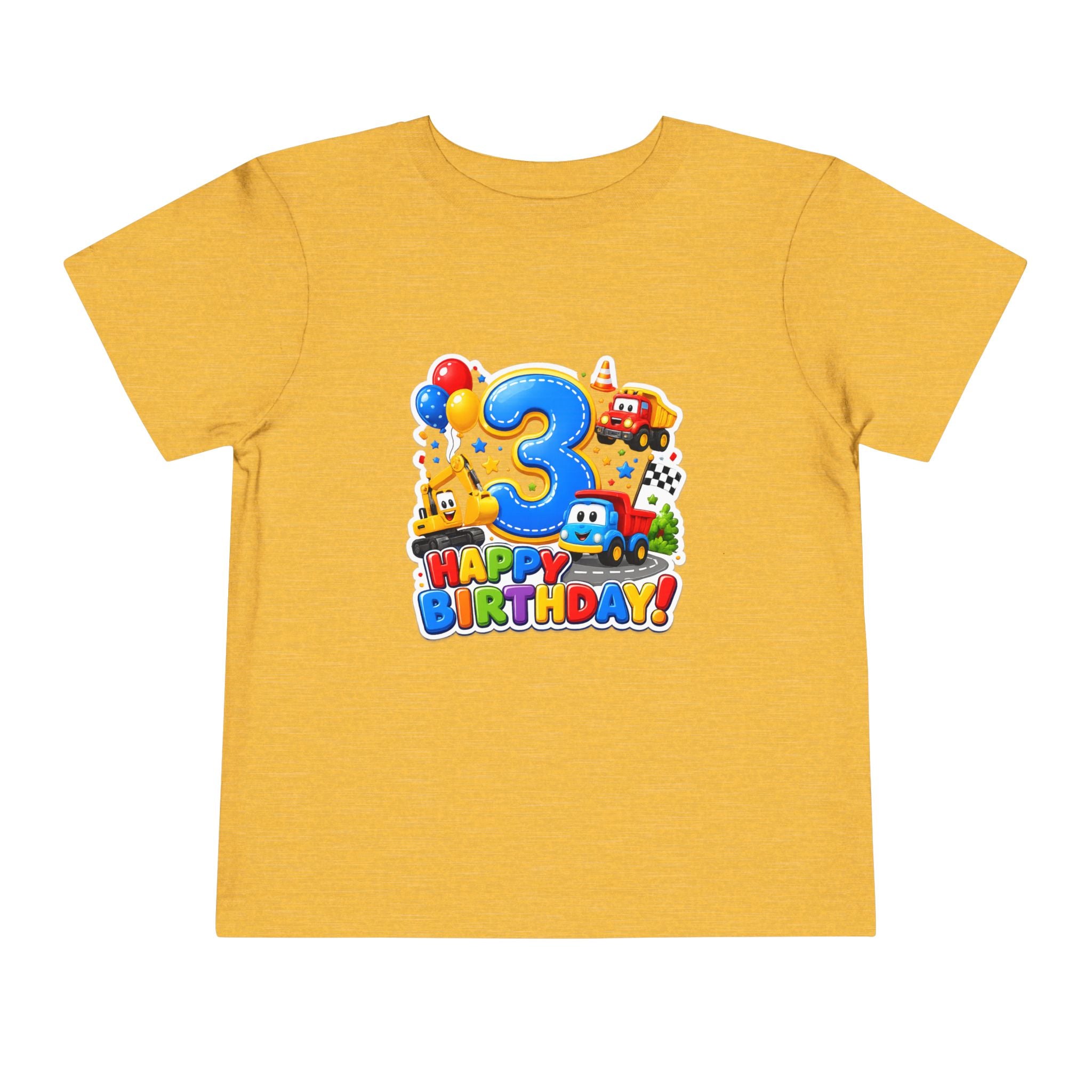 Toddler Birthday Tee — "3" Race Car Happy Birthday Shirt