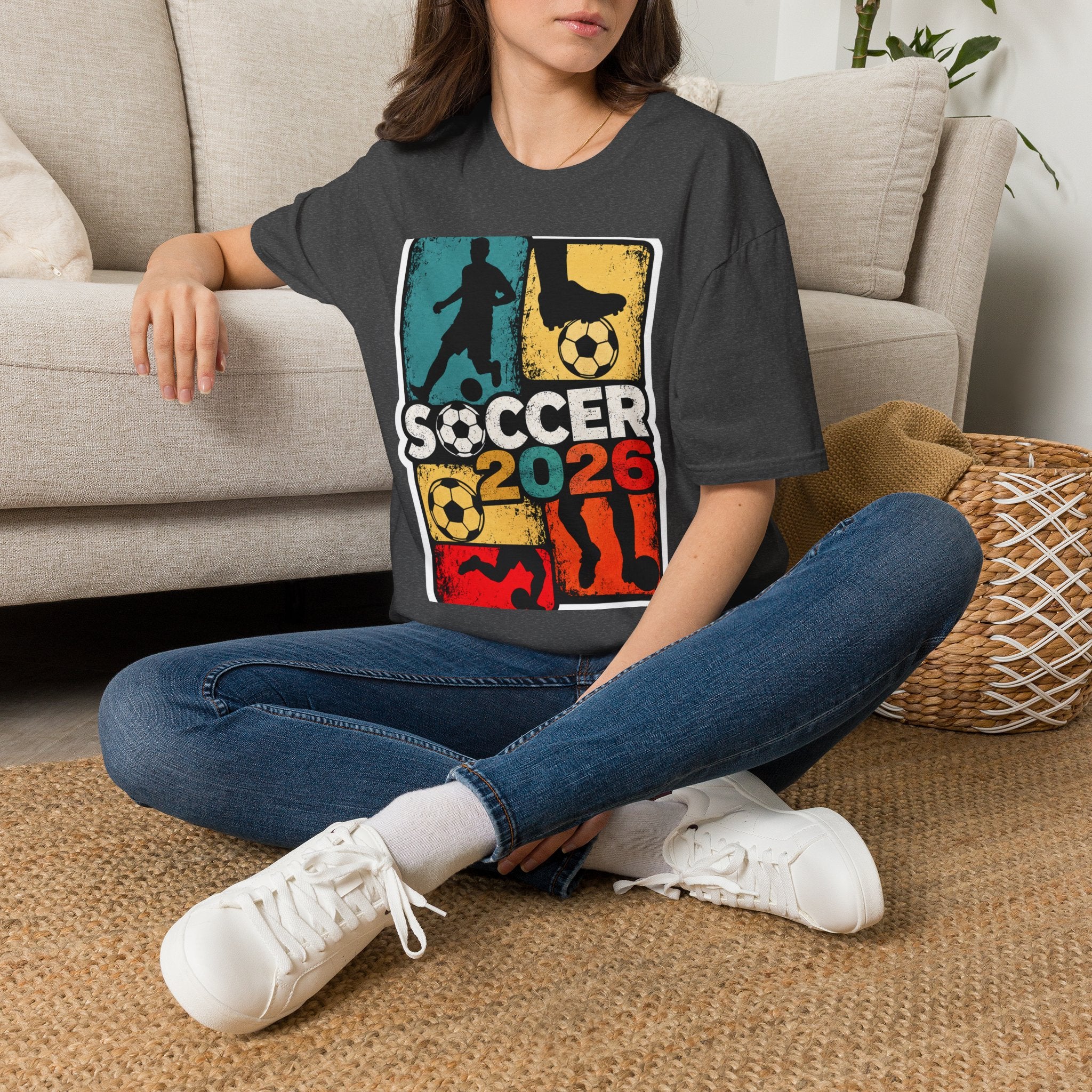 Soccer 2026 Retro colorful Graphic T-Shirt design.