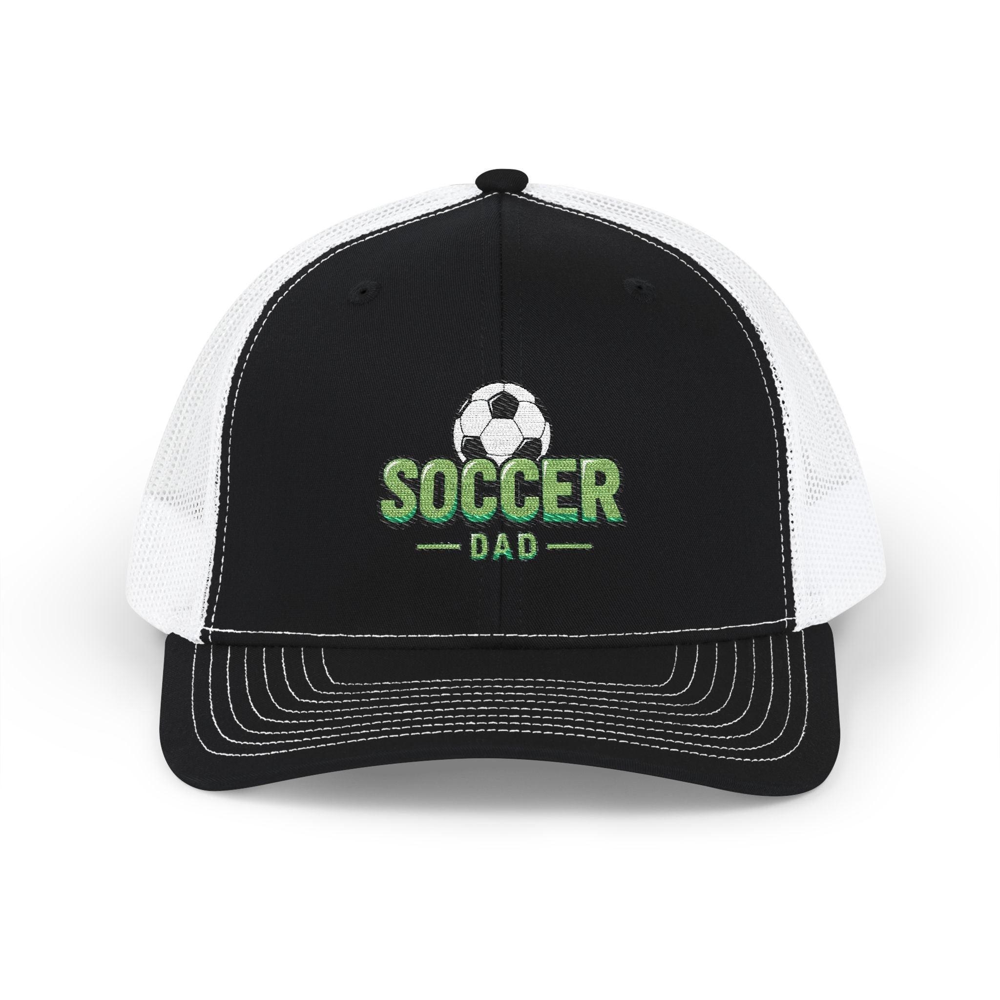 Soccer Dad Trucker cap– Embroidered Ball Design Snapback Cap.