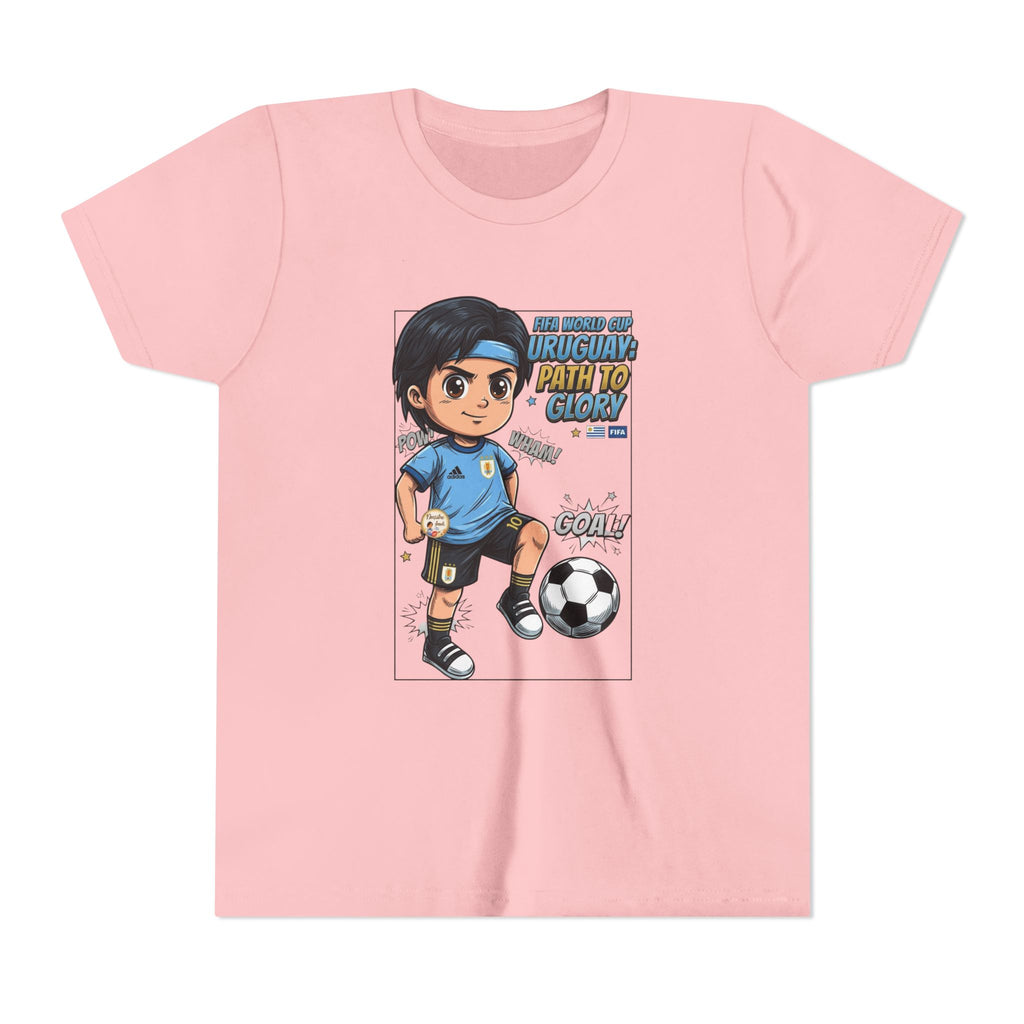 Youth Soccer Tee – Cute Cartoon Player "Ready to Score" Kids Jersey