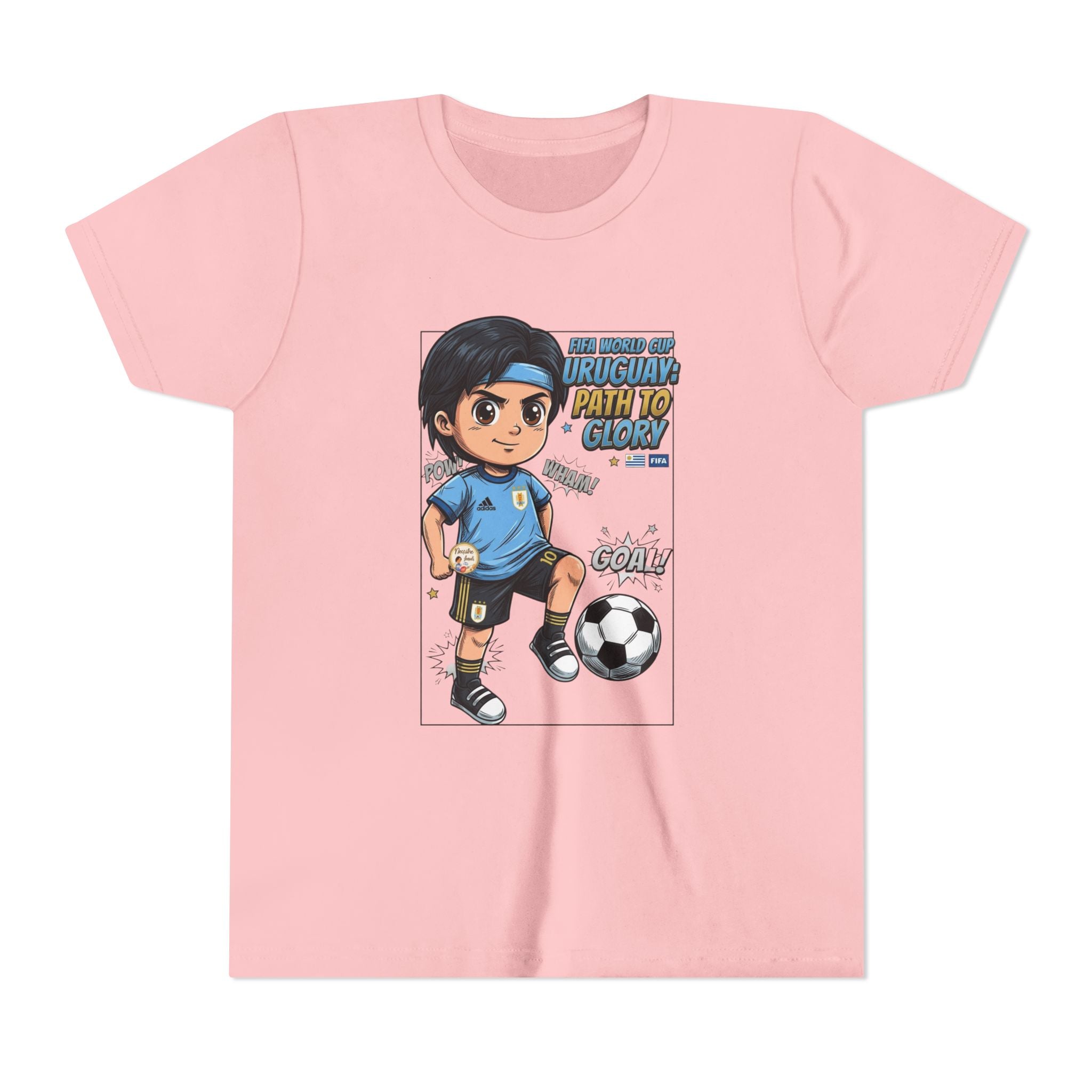 Youth Soccer Tee – Cute Cartoon Player "Ready to Score" Kids Jersey