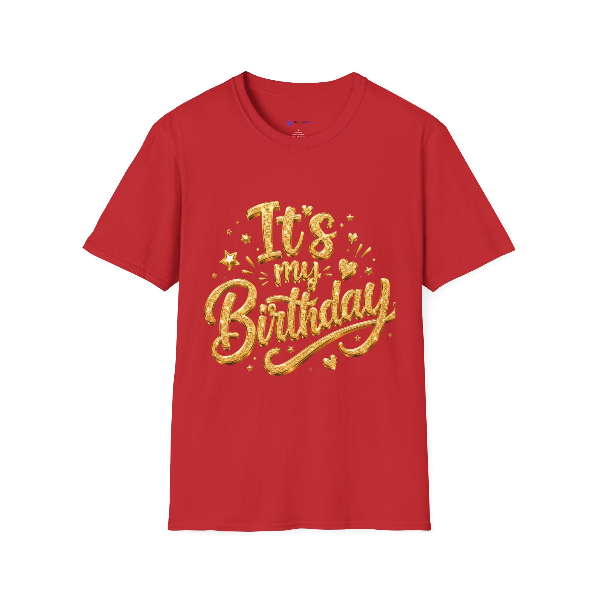 Birthday T-Shirt — "It's My Birthday" Gold Glitter Script Party Tee