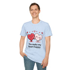 Cute Couples Heart T-Shirt — "You Make My Heart Happy" Valentine's Tee