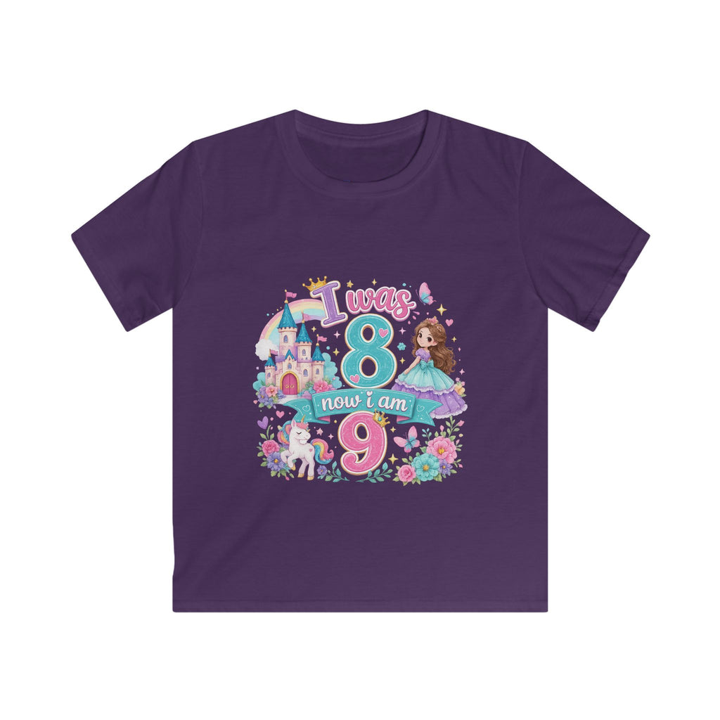 Girls' Princess 8th Birthday T-Shirt — "This Is How I Turn 8" Floral Castle Tee