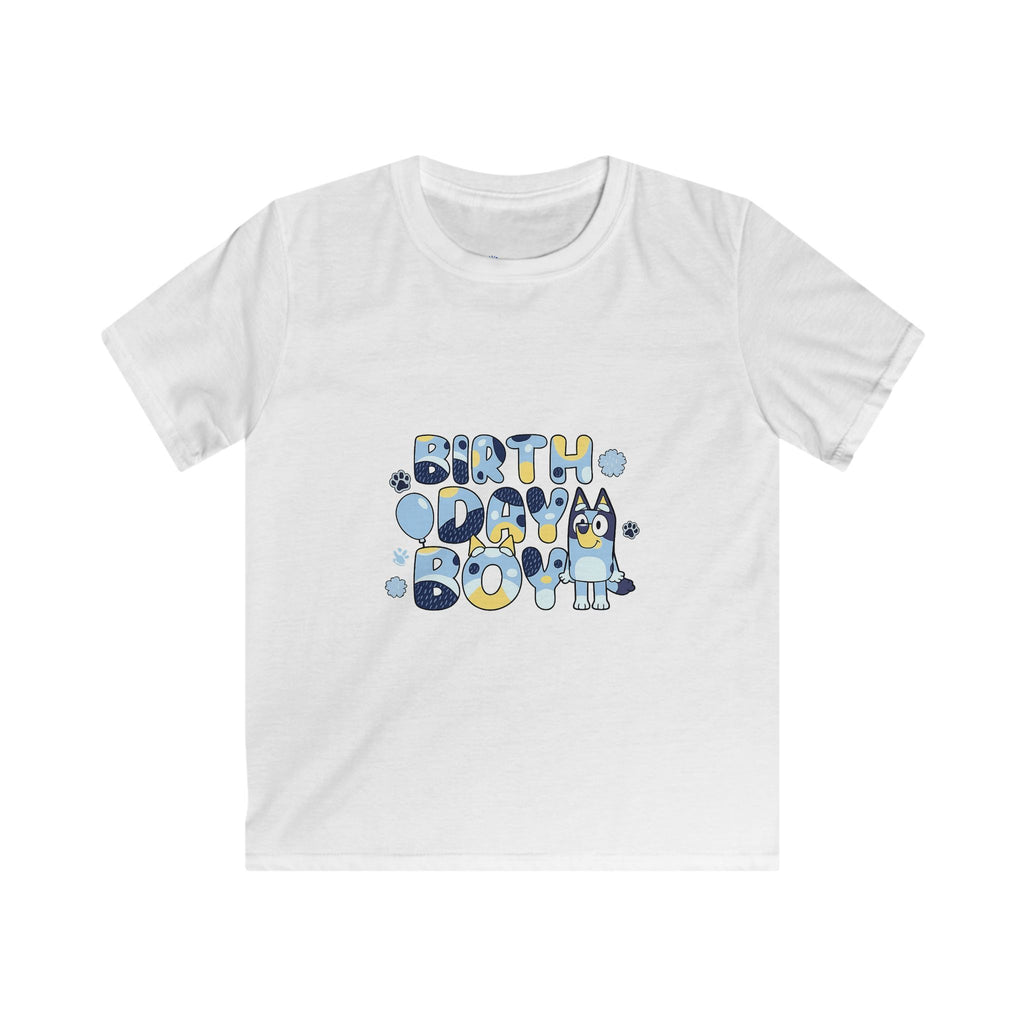 Kids Tee — Cute Blue "Birthday Boy" Bubble Letter Shirt