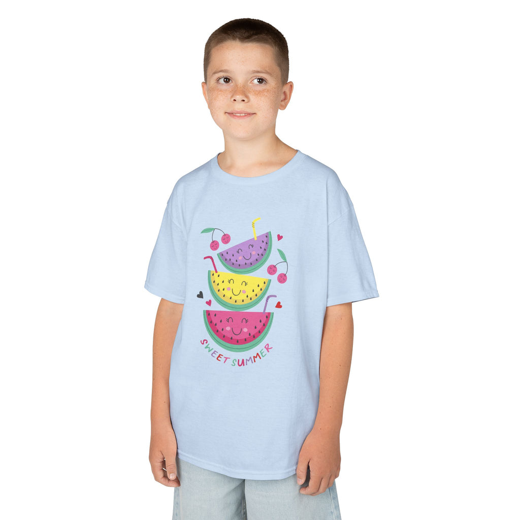 Kids T-Shirt — Cute Stacked Watermelon Illustration with "Sweet Things" Text