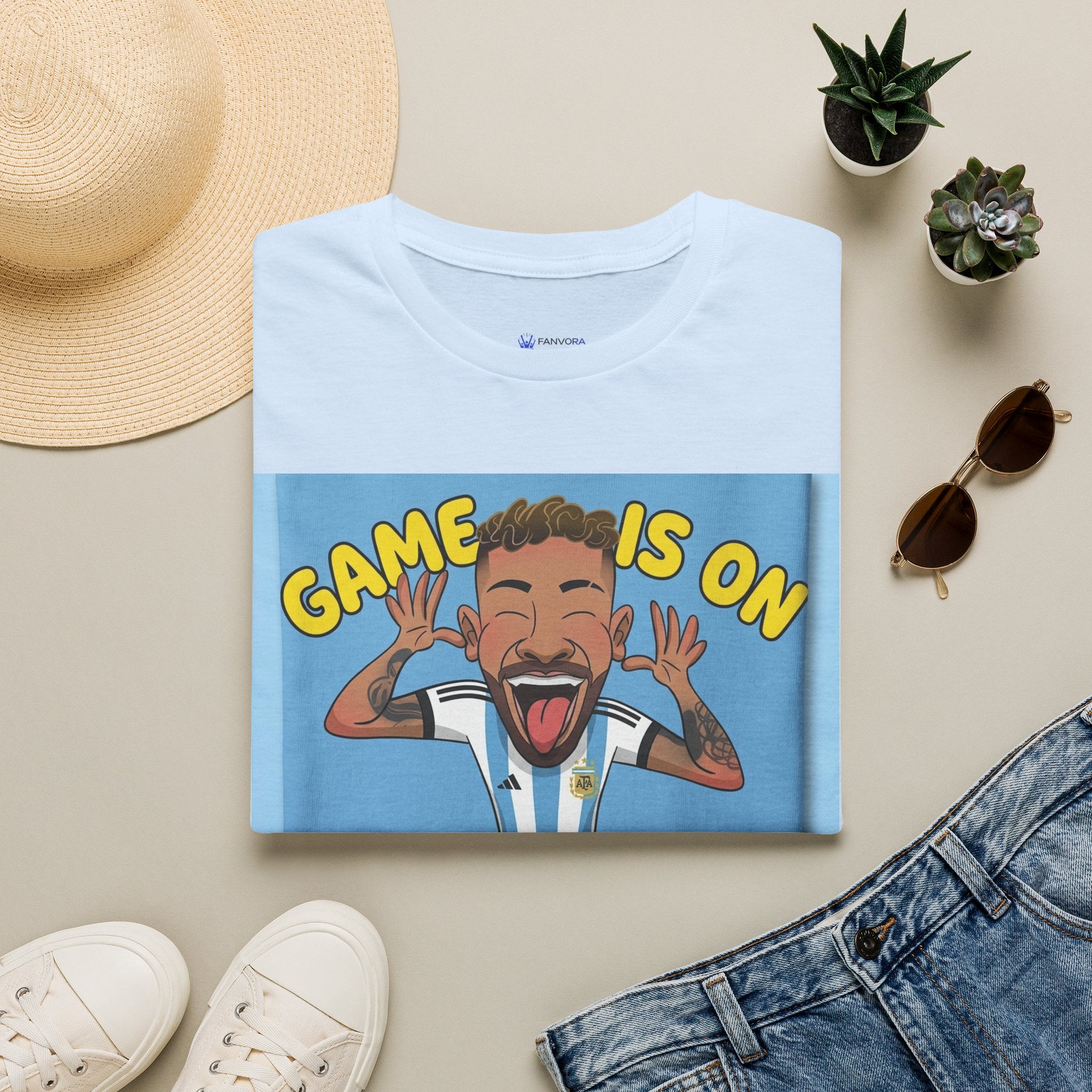 Soccer Fan T-Shirt — "Game Is On" Cartoon Player Graphic