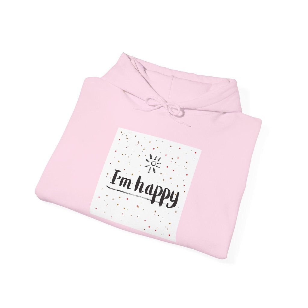 New Day Hoodie — "I'm Happy" Minimal Positive Graphic Sweatshirt.