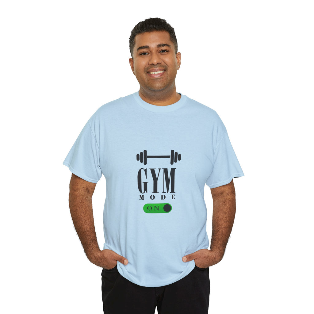Gym Mode On T-Shirt — Workout Tee with Barbell Graphic