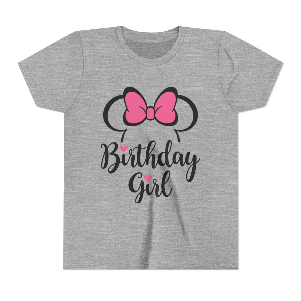 Birthday Girl Youth Tee — Pink Bow Party Shirt for Girls