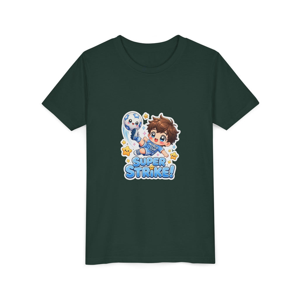 Youth Tee - Cute 'Super Strike!' Soccer Boy Graphic
