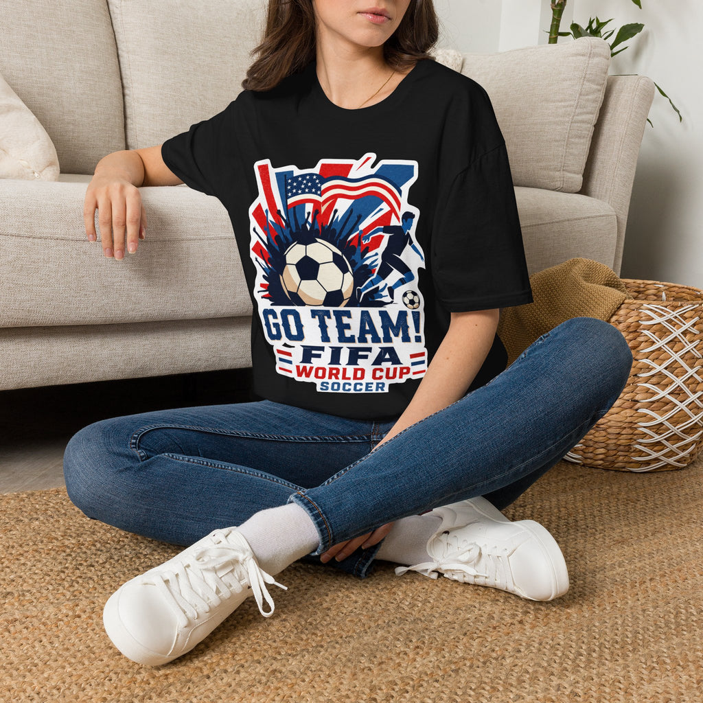 Soccer  Cup T-Shirt – "Go Team! Cup Soccer" USA Flag Design
