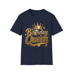 Birthday Queen T‑Shirt — Gold Crown & Leopard Print Celebration Tee