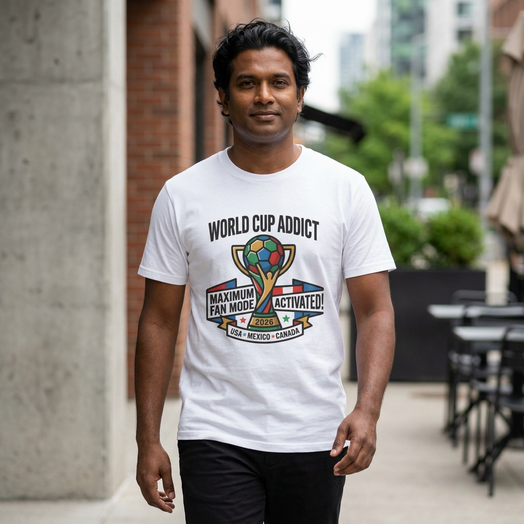 Unisex - World Cup Addict T-Shirt - "Maximum Fan Mode Activated" 2026 USA Mexico Canada Soccer Tee.