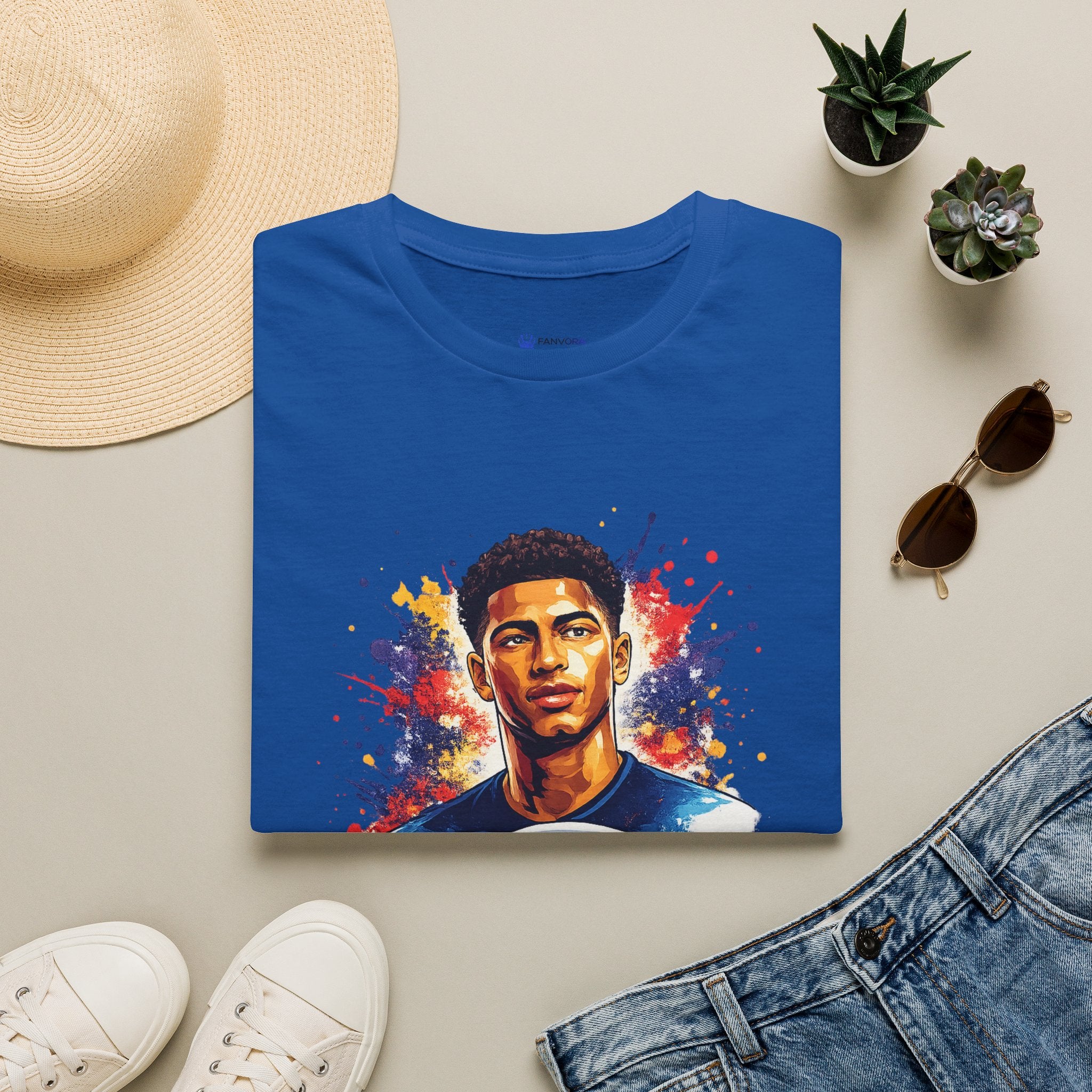 Portrait T-Shirt — Color Splash Football Player Graphic ("England legend")