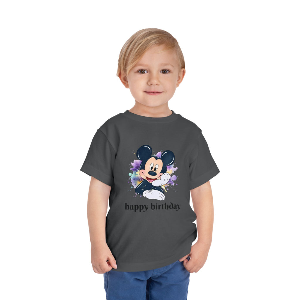 Toddler Tee — Cute Mickey "happy birthday" Birthday Shirt for Kids