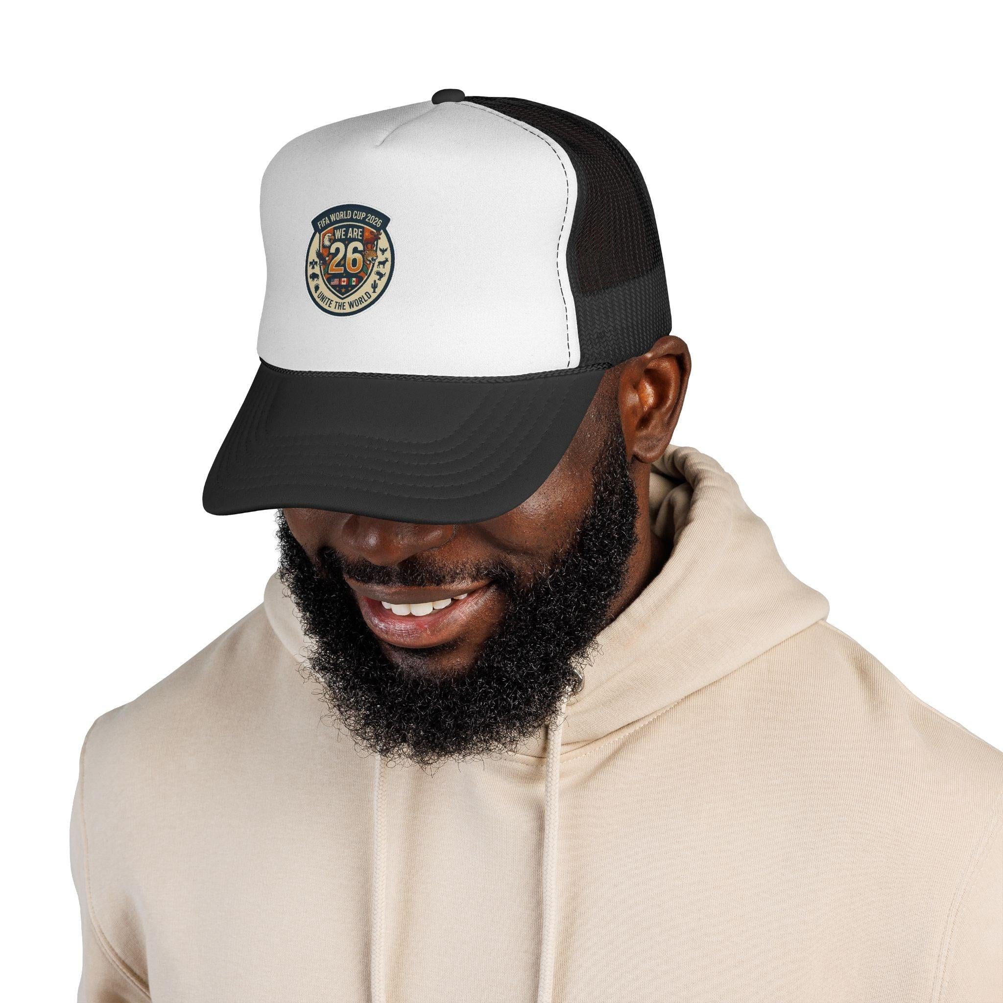 Vintage 'We Are 26' Badge Trucker Cap - World Cup 2026 Fan version.