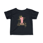 Infant Tee — "My 1st Birthday" Pink Crown First Birthday Shirt