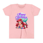 Birthday Youth Tee - Cute Mermaid "Happy Birthday" Graphic