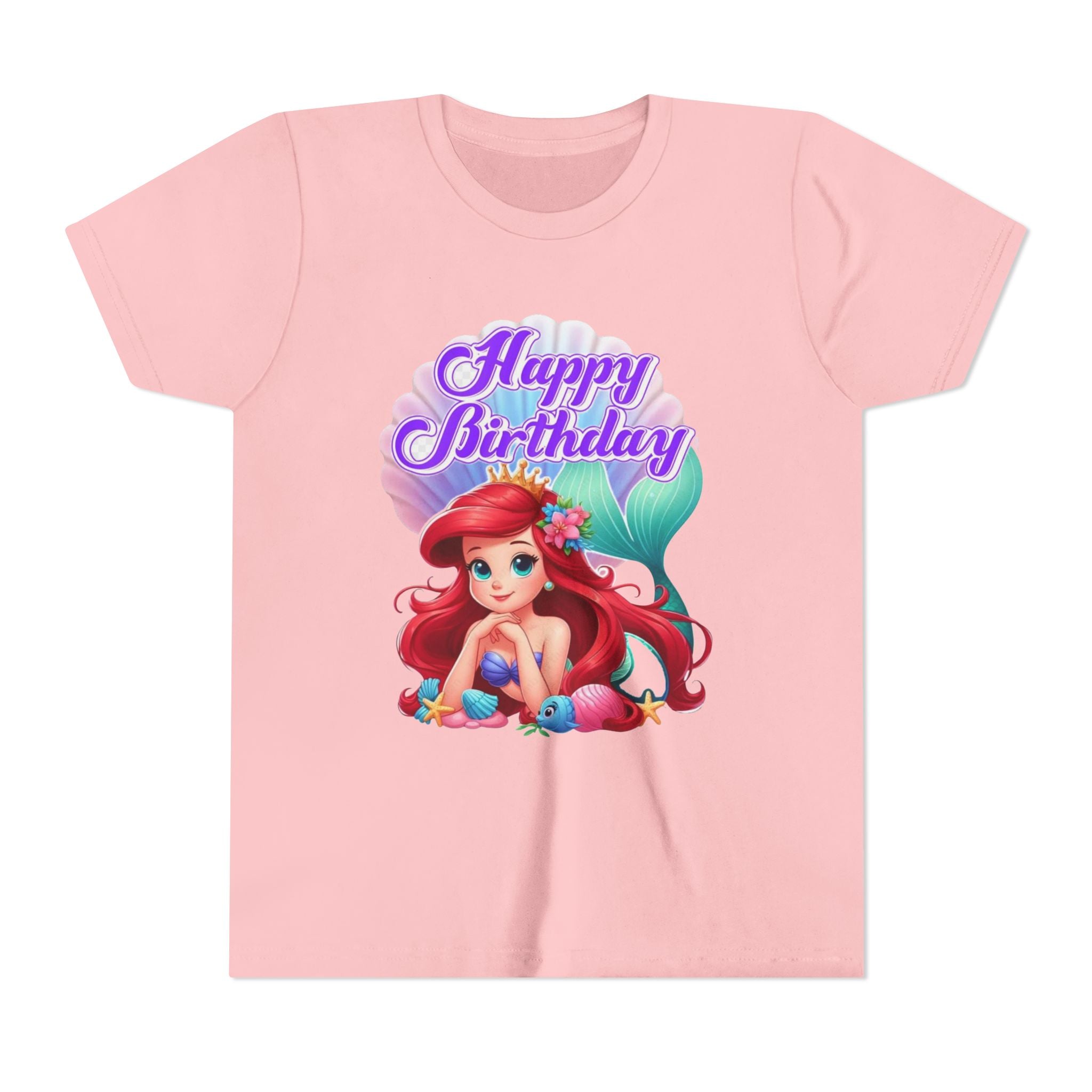 Birthday Youth Tee - Cute Mermaid "Happy Birthday" Graphic