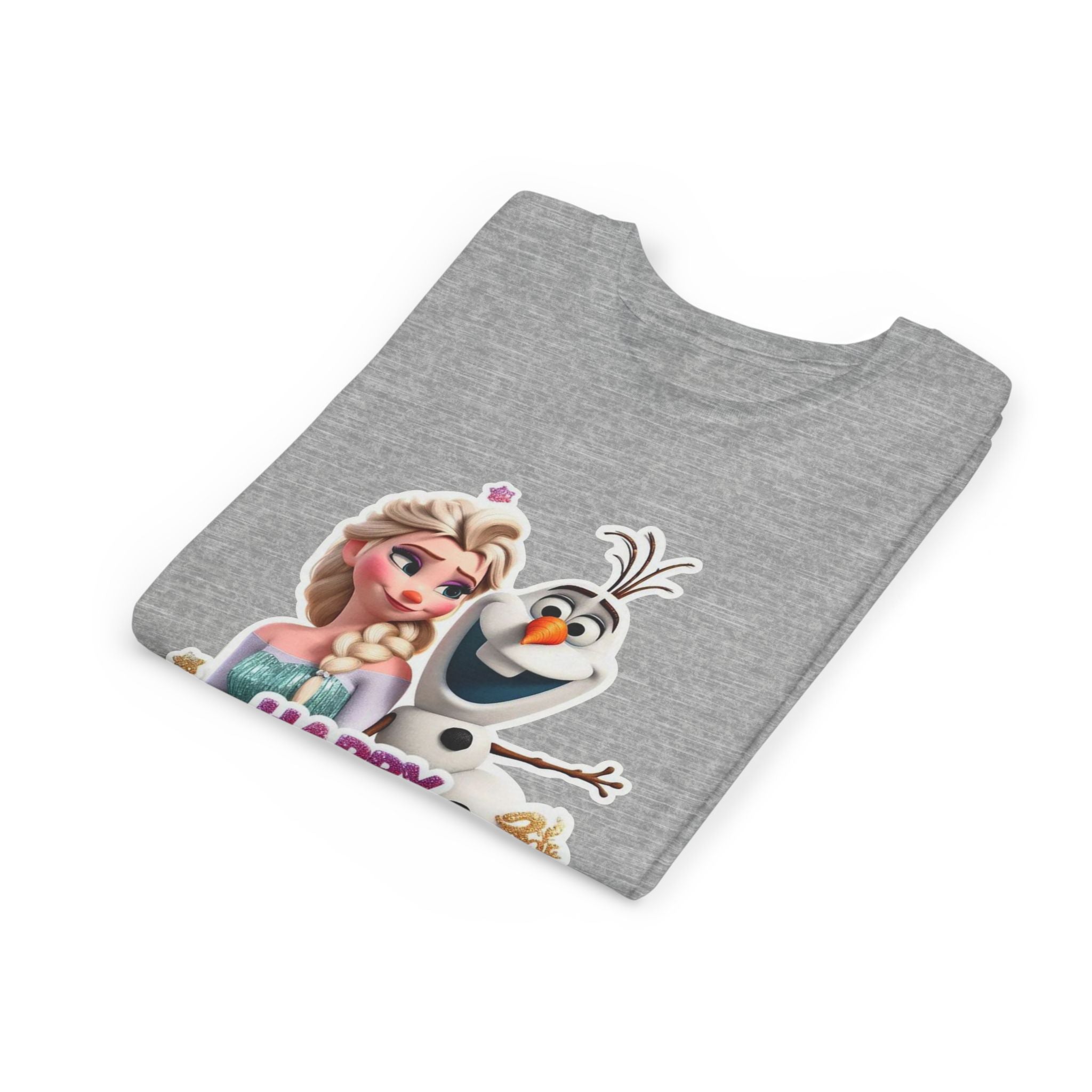 Kids' Birthday Tee - Cute Princess and Snowman "Happy Birthday" Graphic