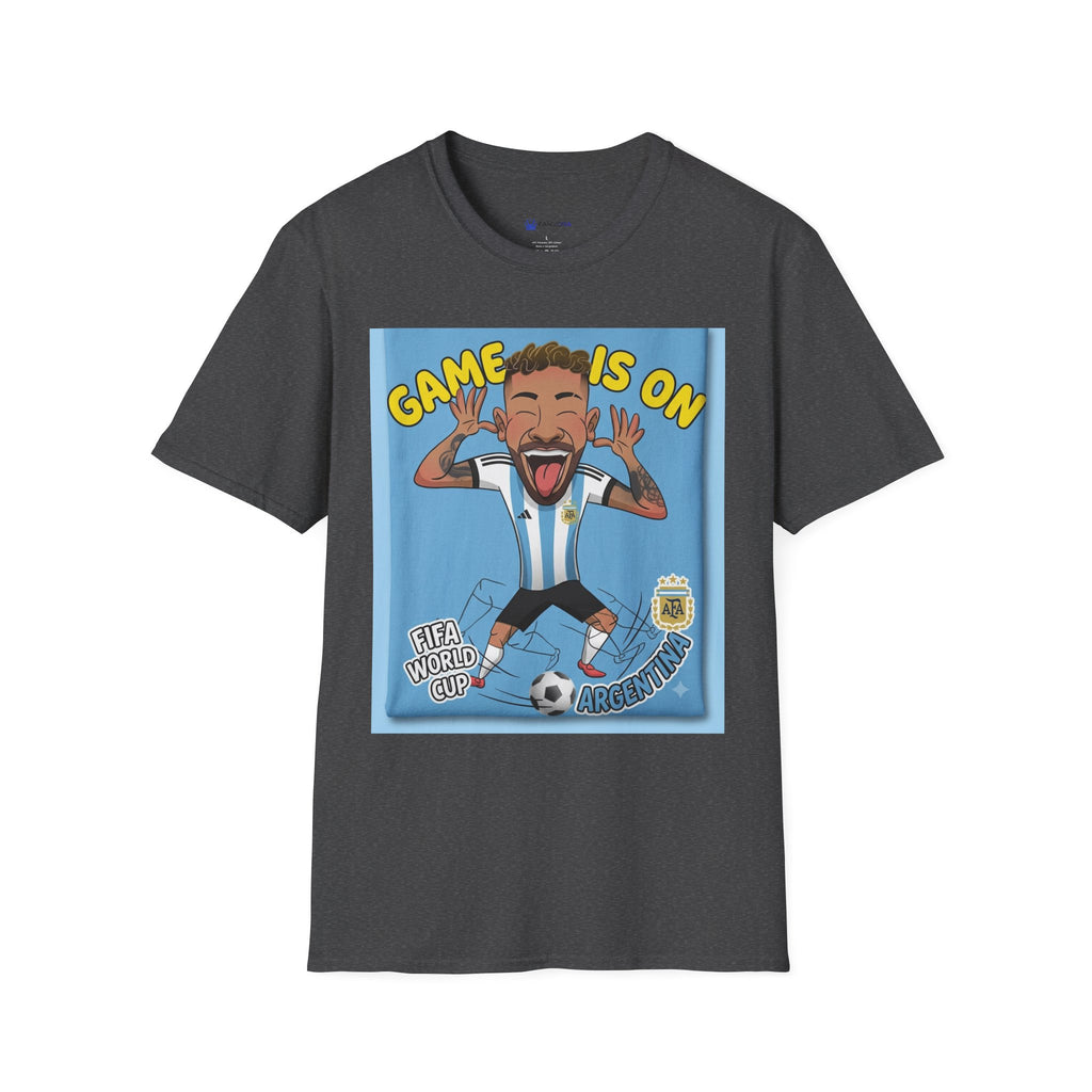 Soccer Fan T-Shirt — "Game Is On" Cartoon Player Graphic