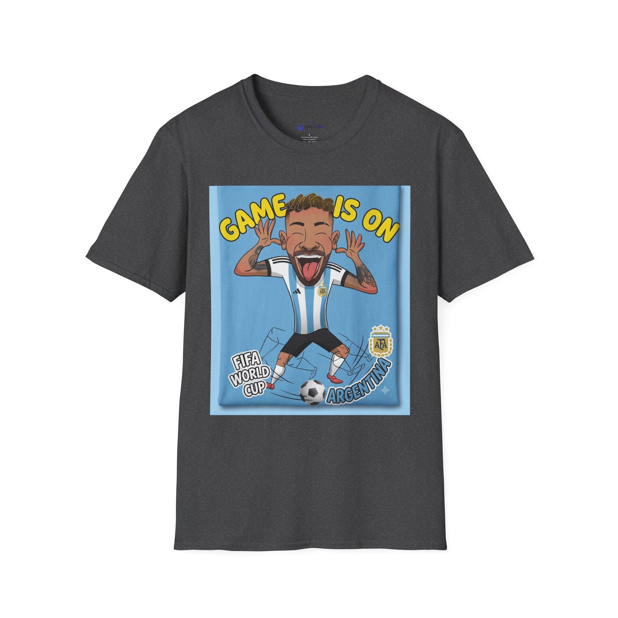 Soccer Fan T-Shirt — "Game Is On" Cartoon Player Graphic