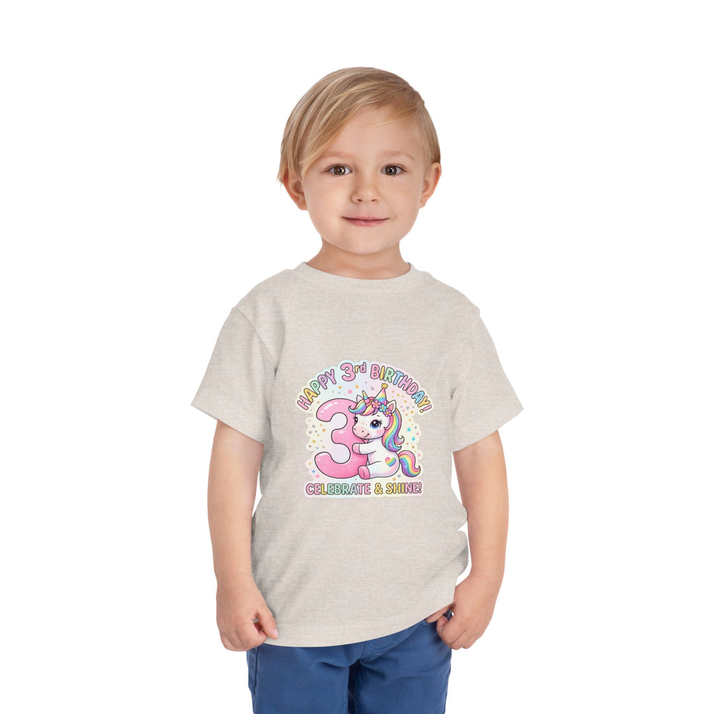 Toddler Unicorn 3rd Birthday Tee — "Happy 3rd Birthday!" Celebrate & Sparkle