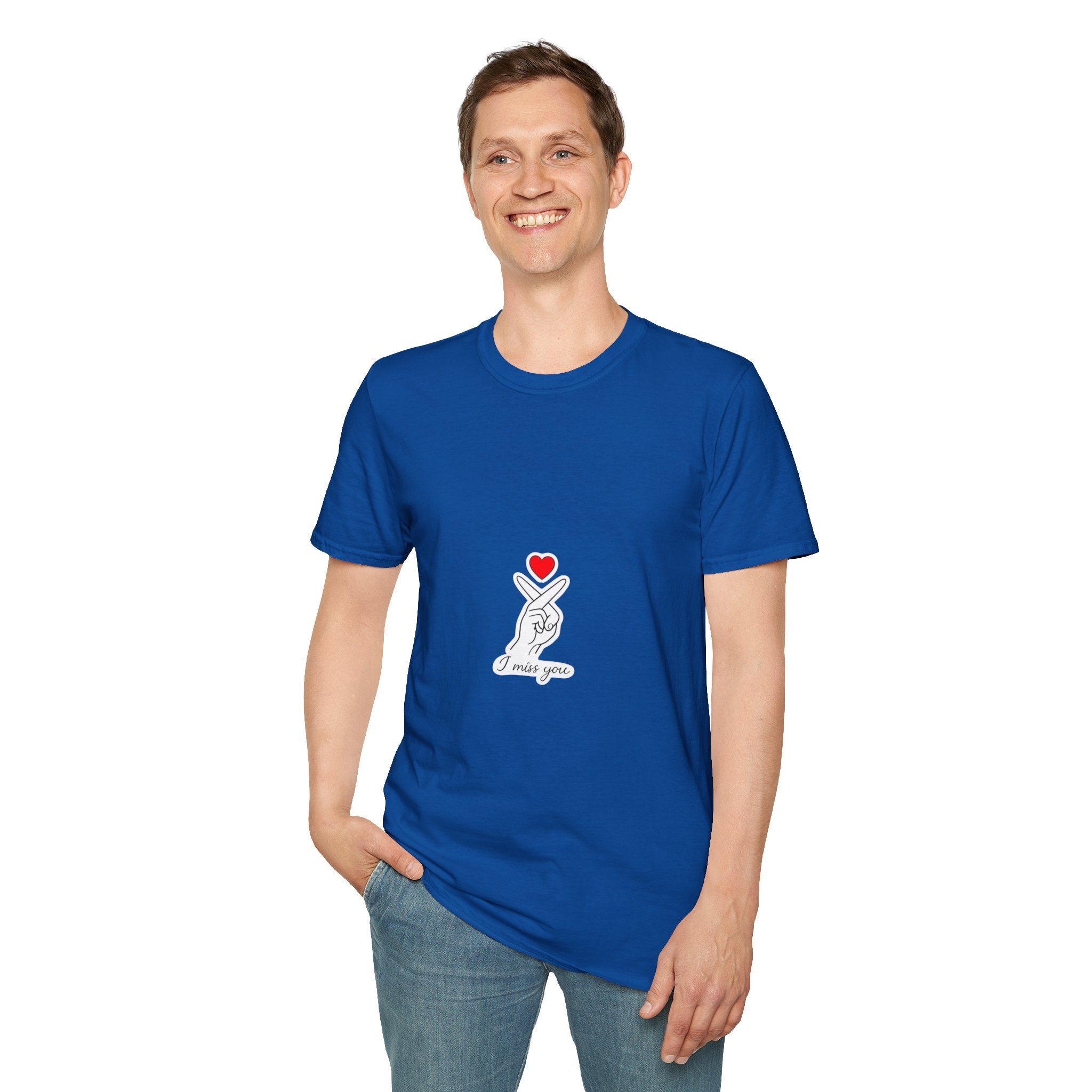 Korean Finger Heart T‑Shirt – I Miss You Minimalist Graphic Tee