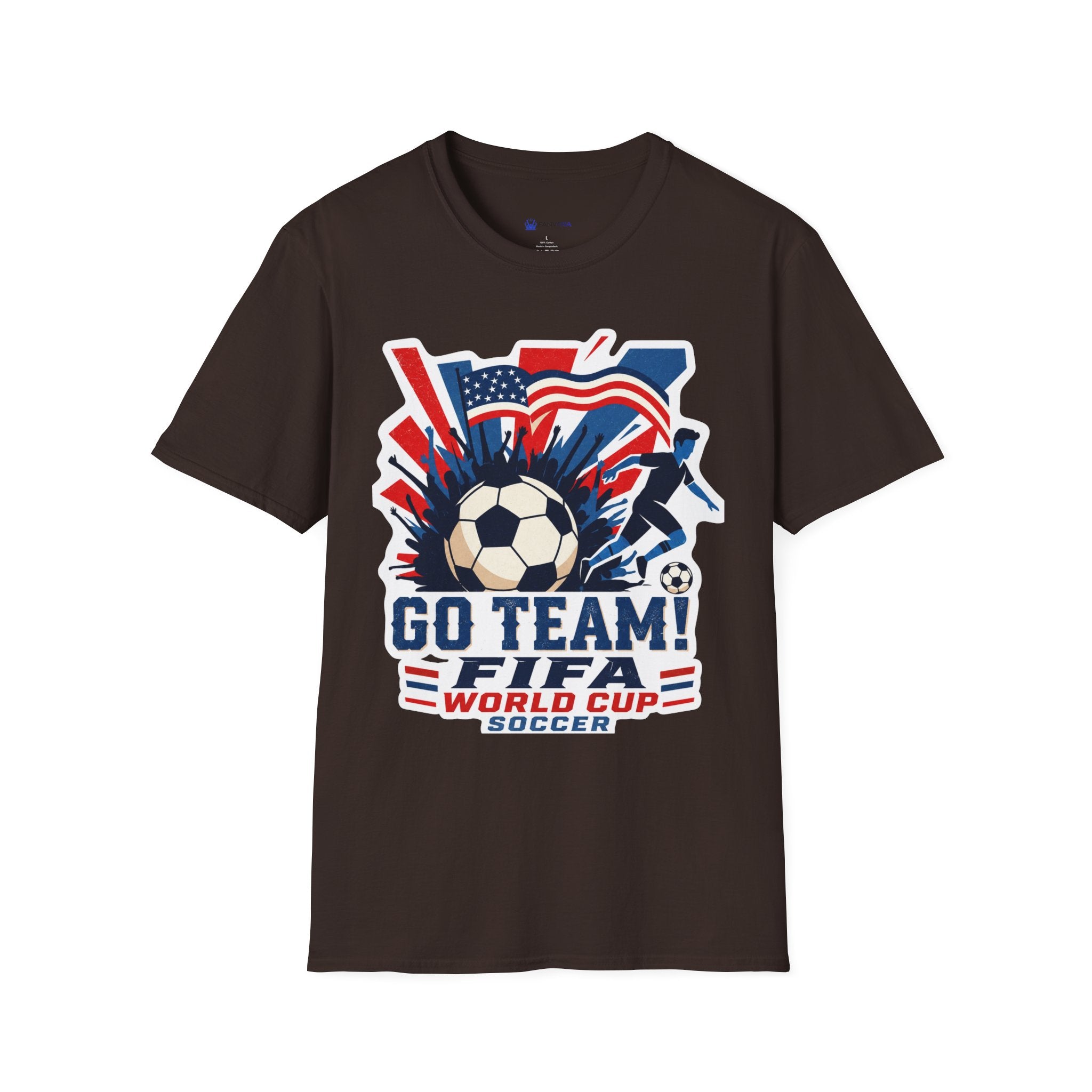 Soccer  Cup T-Shirt – "Go Team! Cup Soccer" USA Flag Design