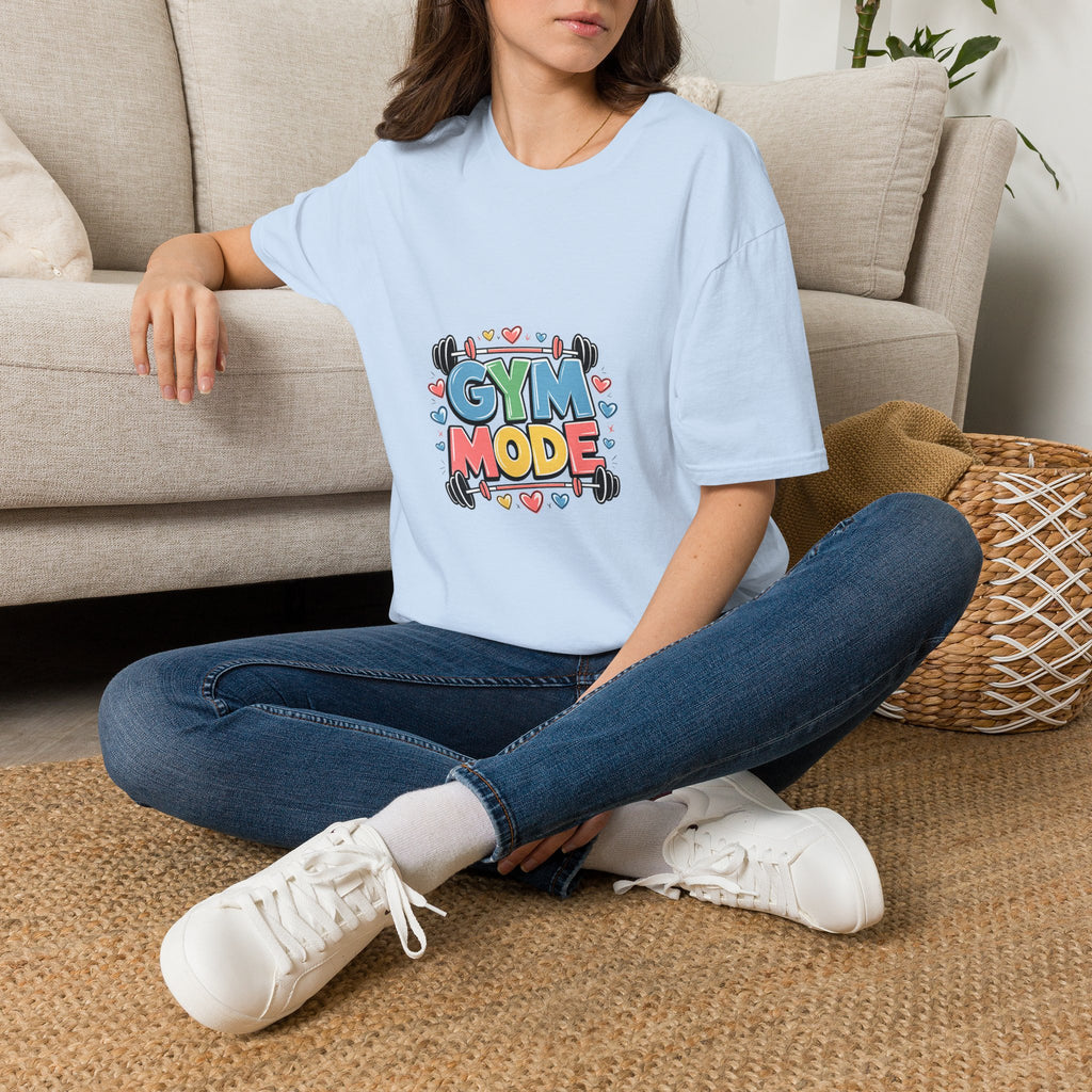 Gym Mode T-Shirt — Cute Barbell Fitness Tee for Gym Lovers