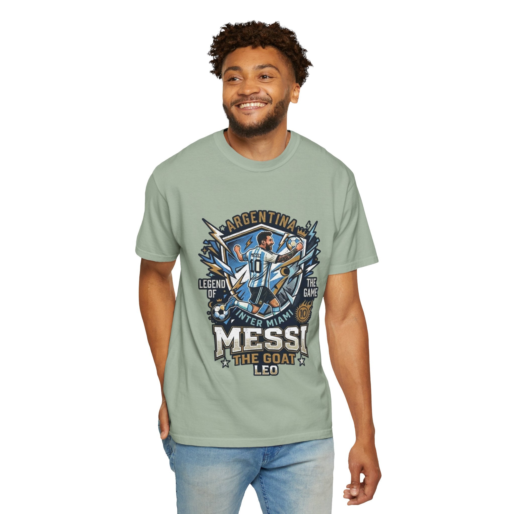 Messi "The GOAT" Soccer T-Shirt - Argentina Fan Version