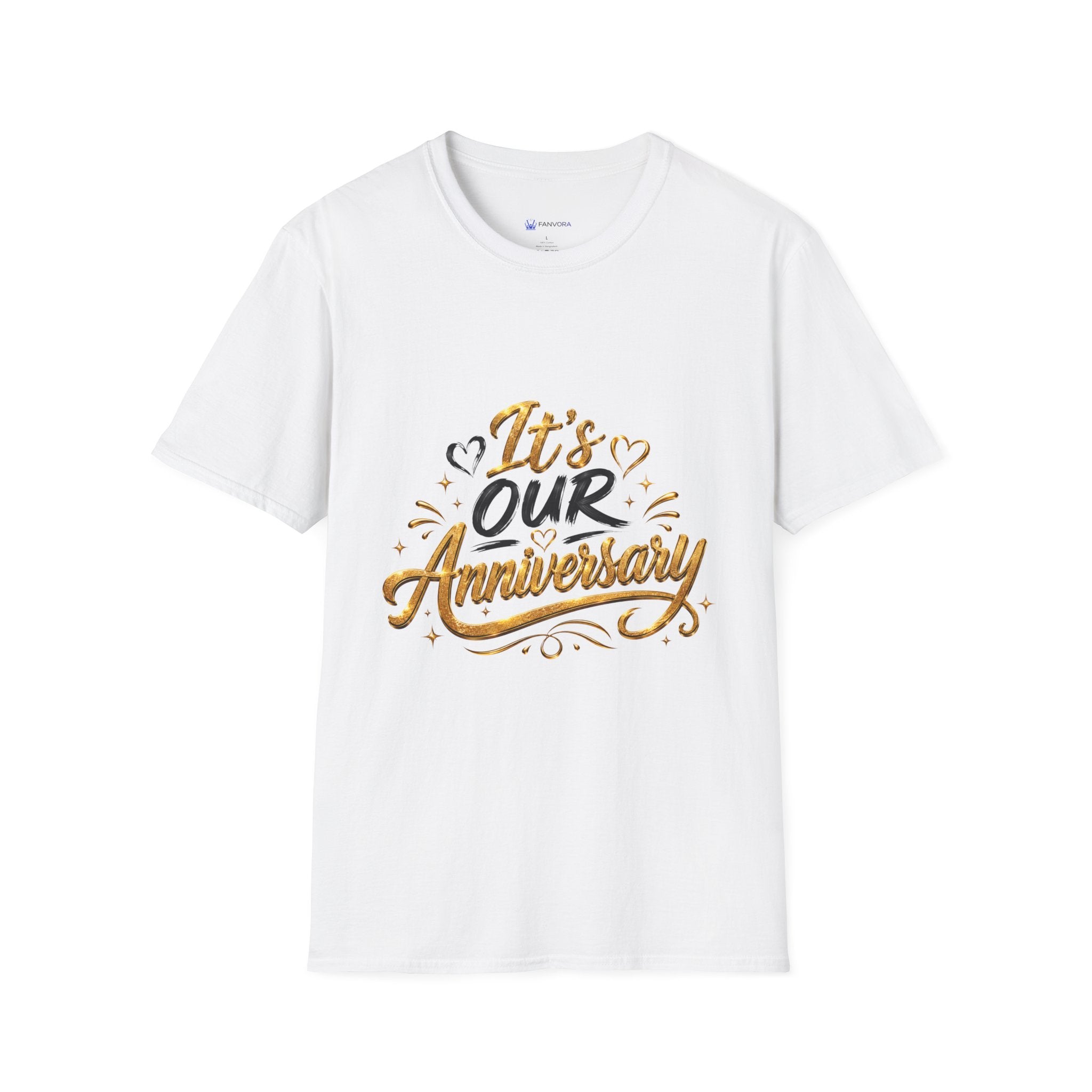 Anniversary T-Shirt — "It's Our Anniversary" Gold Script Tee
