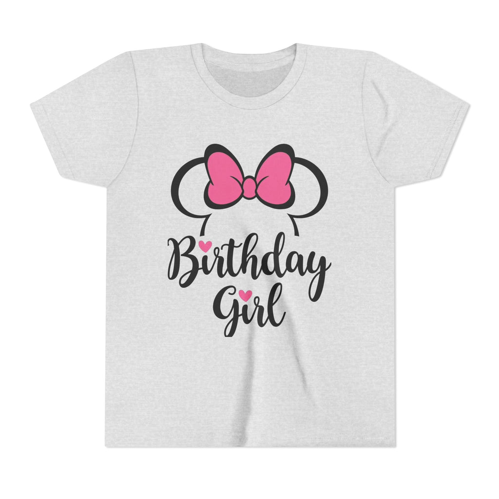 Birthday Girl Youth Tee — Pink Bow Party Shirt for Girls