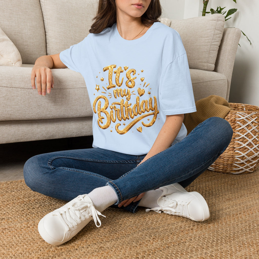 Birthday T-Shirt — "It's My Birthday" Gold Glitter Script Party Tee