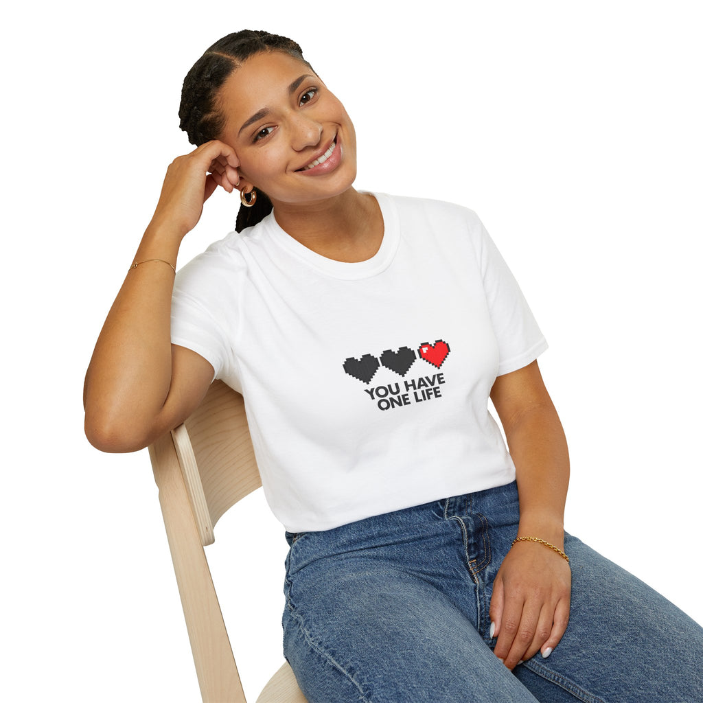 T-Shirt — Pixel Heart "You Have One Life" Graphic Tee