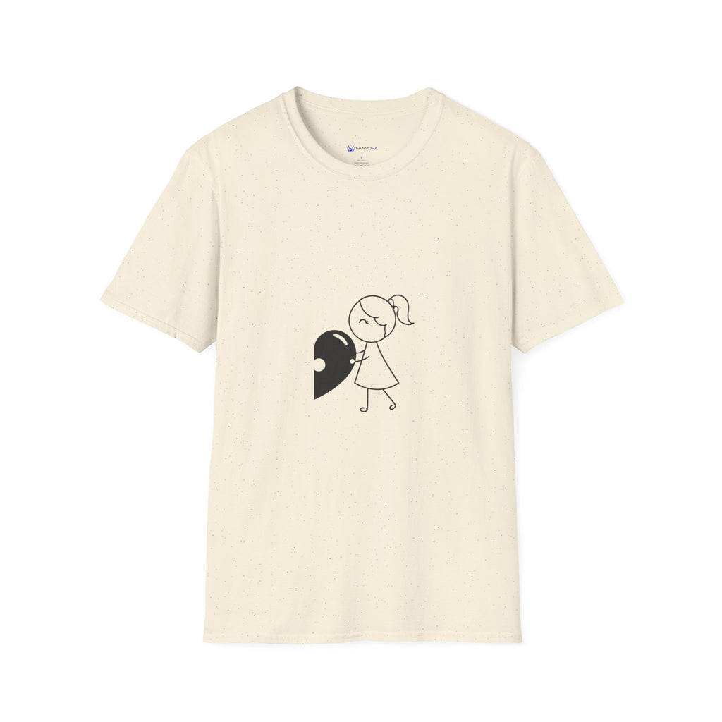 T-Shirt — Minimal Cute Girl Holding Heart Graphic Tee