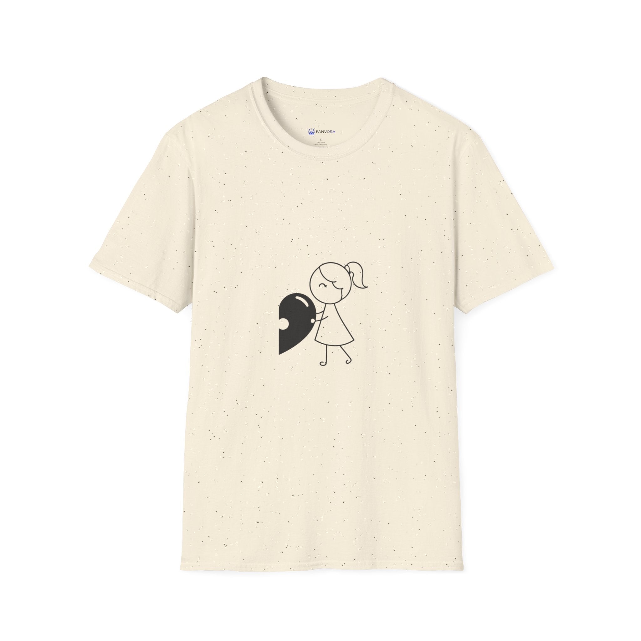 T-Shirt — Minimal Cute Girl Holding Heart Graphic Tee