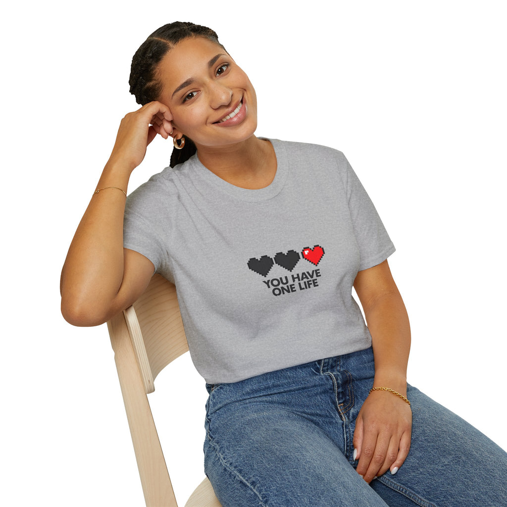 T-Shirt — Pixel Heart "You Have One Life" Graphic Tee