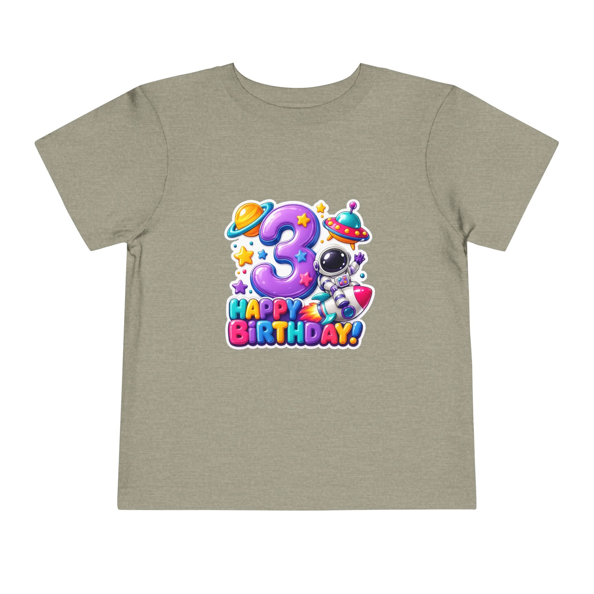 3rd Birthday Toddler Tee — Space Astronaut "Happy Birthday" Shirt