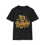 Birthday T-Shirt — "It's My Birthday" Gold Glitter Script Party Tee