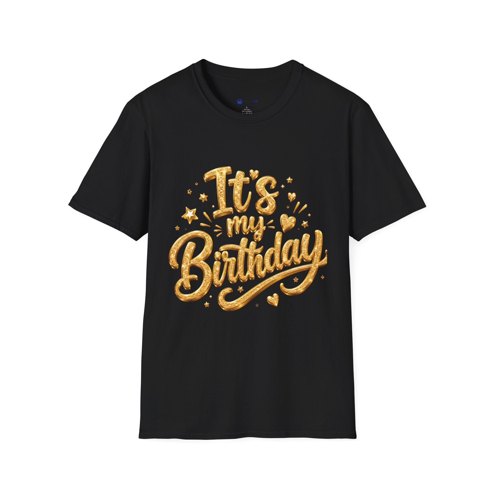 Birthday T-Shirt — "It's My Birthday" Gold Glitter Script Party Tee