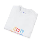 Peace Love Paw T-Shirt — Cute Paw Print Heart Peace Sign Tee for Dog & Cat Lovers