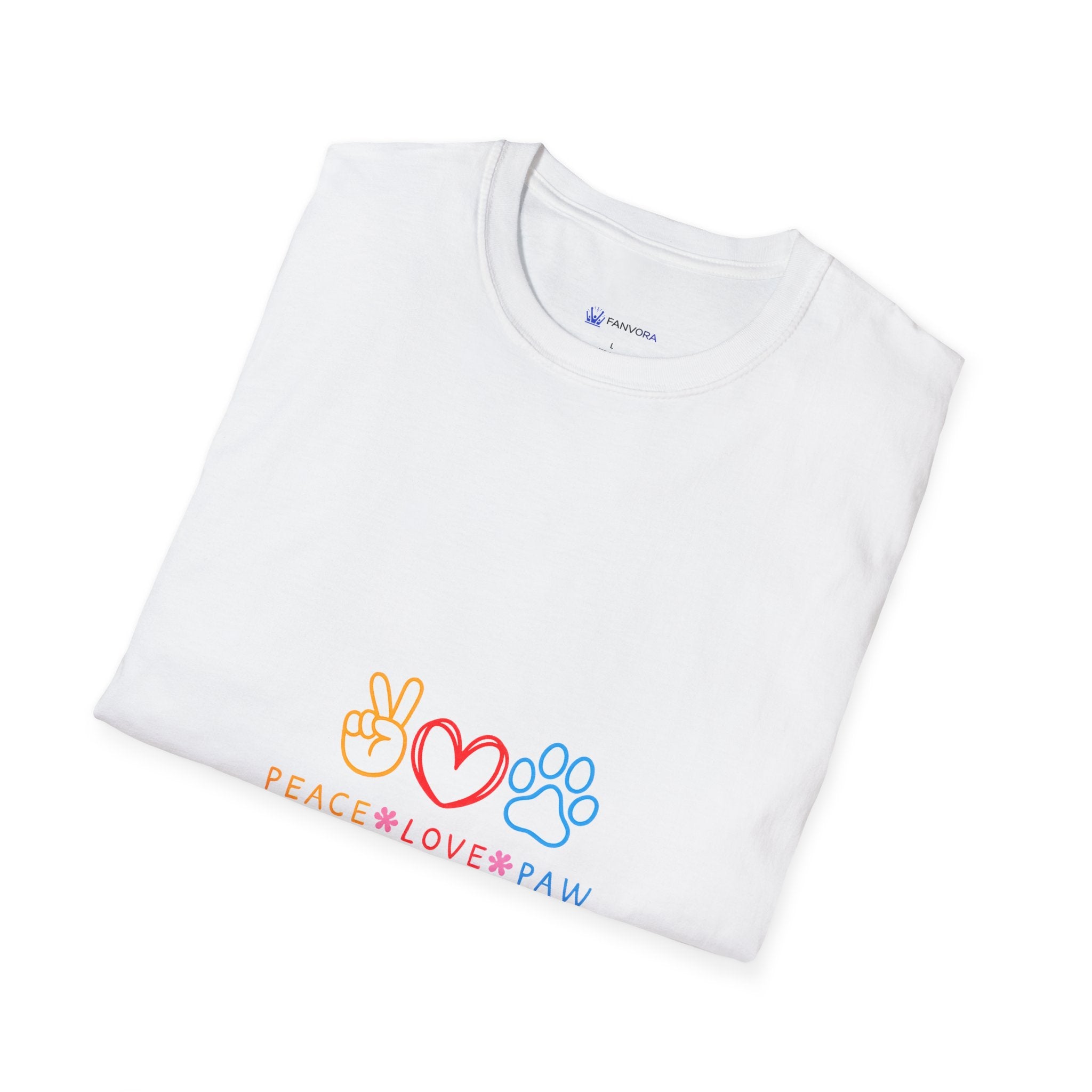 Peace Love Paw T-Shirt — Cute Paw Print Heart Peace Sign Tee for Dog & Cat Lovers