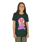 Youth Tee — "Barbie Happy Birthday" Pink Birthday Graphic Shirt