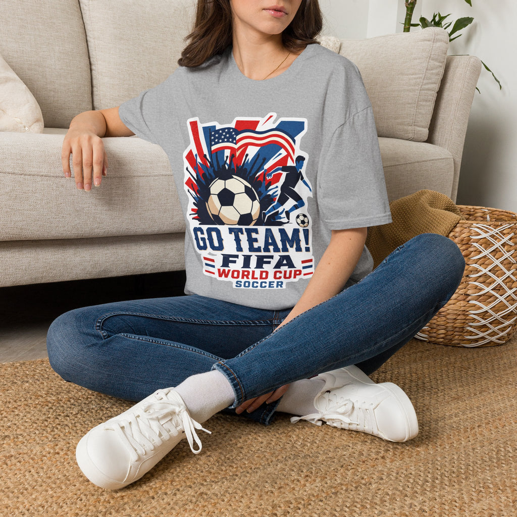 Soccer  Cup T-Shirt – "Go Team! Cup Soccer" USA Flag Design