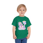 Toddler Tee — Pastel Unicorn "Happy Birthday" Shirt with Balloons