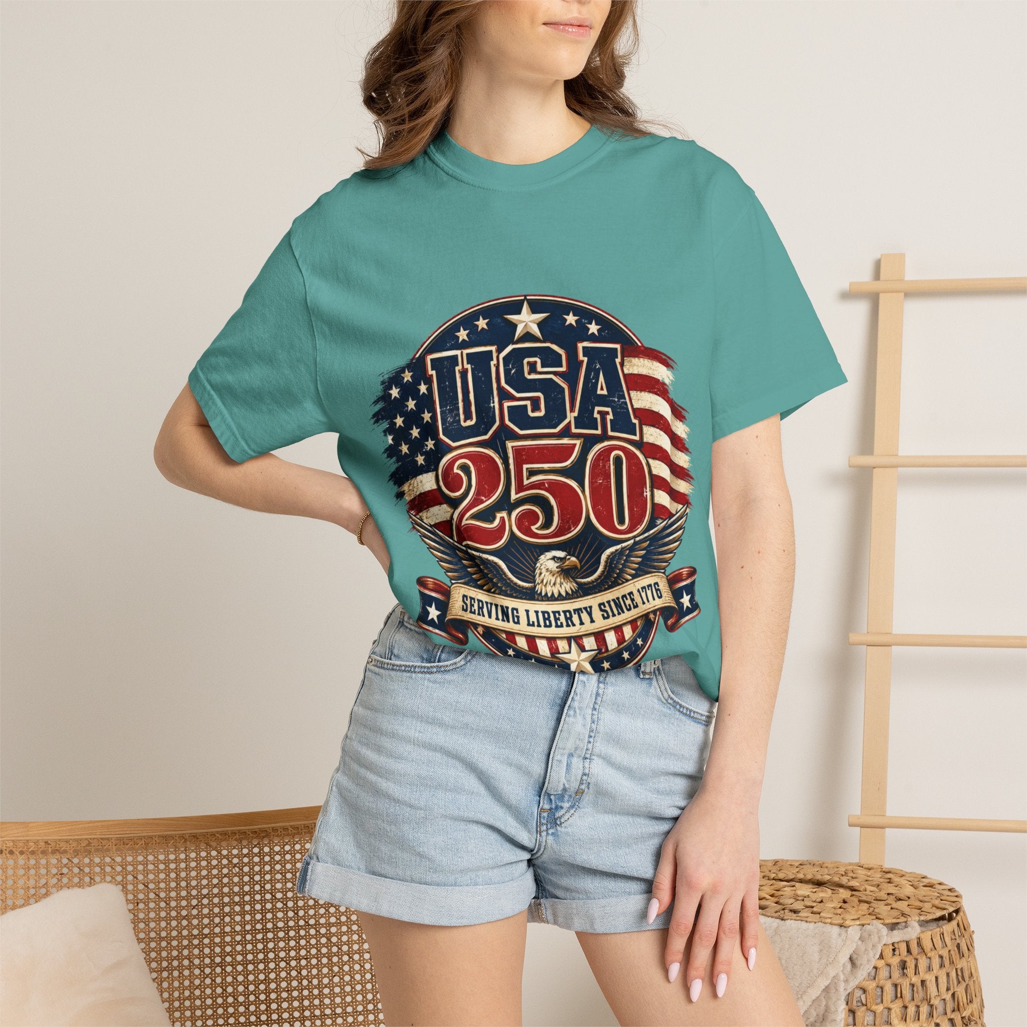 USA 250 T-Shirt — Patriotic "Serving Liberty Since 1776" Anniversary Tee