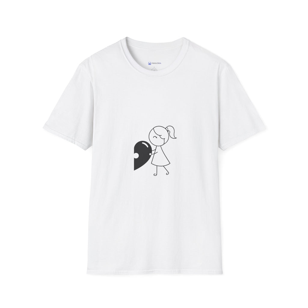 T-Shirt — Minimal Cute Girl Holding Heart Graphic Tee